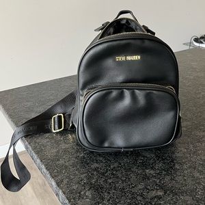 Steve Madden “leather” black mini backpack